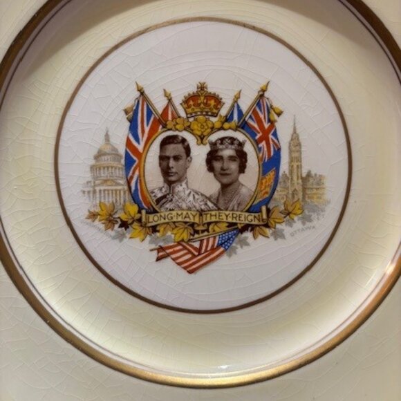 Vtg Commemorative King George VI Queen Elizabeth Plate Visit Canada USA 1939 - Picture 3 of 5